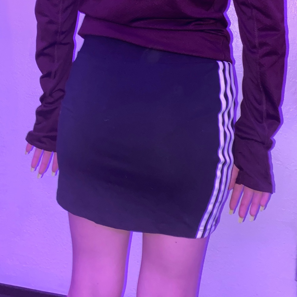 Adidas 3 Stripe Black Mini Skirt